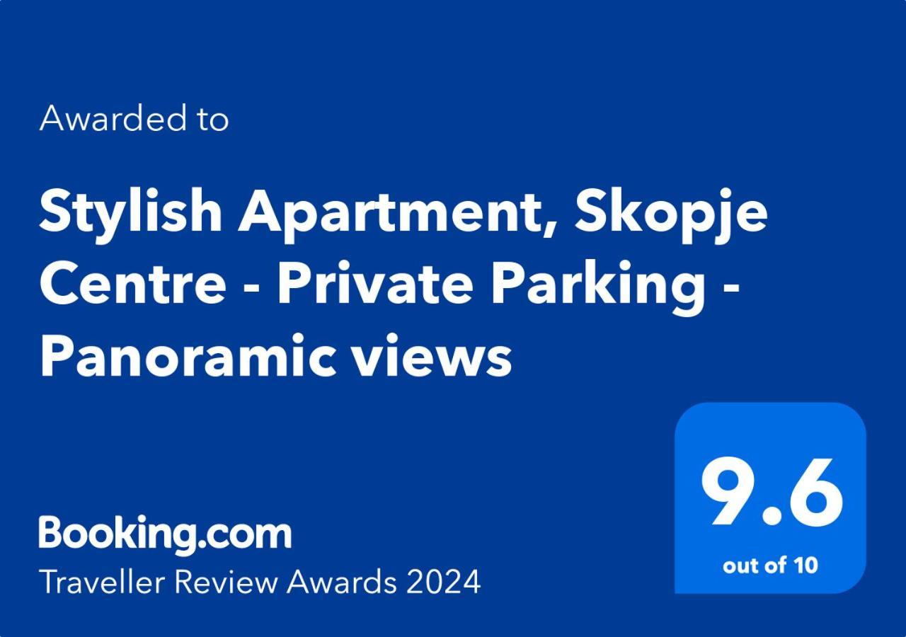Stylish Apartment, Skopje Centre - Private Parking - Panoramic Views מראה חיצוני תמונה